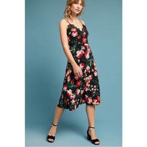 New Anthropologie Foxiedox Autumnal Black Floral Midi Dress